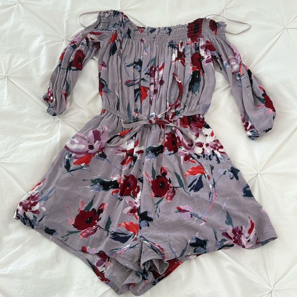 Purple floral romper